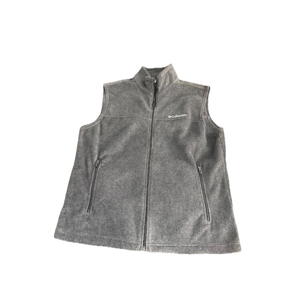 Columbia Flattop Ridge Gray Fleece men’s Vest Full Zip Front Large